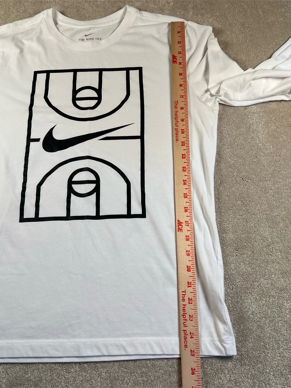 Nike Basketball T-Shirt Long Sleeve White Black Dri-Fit Men's Small
